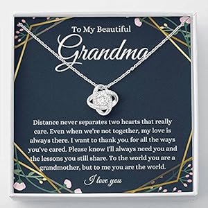 Generic Message Card Jewelry, Handmade Necklace- Personalized Gift Love Knot, For Grandma Necklace Grandmother Birthday…
