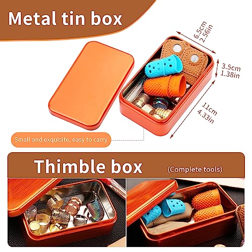 40 Pcs Sewing Thimble Set, Adjustable Metal Finger Shield Ring with Large Eye Sewing Needles Storage Box - Image 2