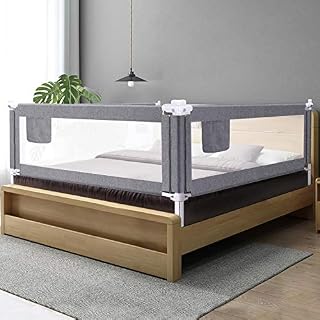 ZEHNHASE Kids Bed Rail, Adjustable Height Bed Rail Guard with Dual Lock - Anti-Fall Bed Guardrail for Toddler Baby and Children,Gray,1 Side (200CM)