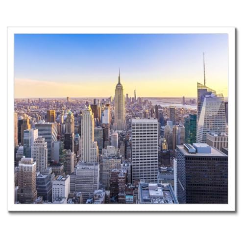 Vue de New York tableau de qualité supérieure, cadre noir 50 x 40 cm