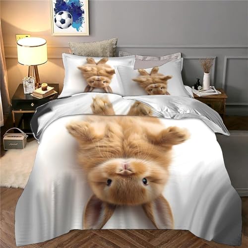 Housse de couette lapin respirante légère parure lit 3D