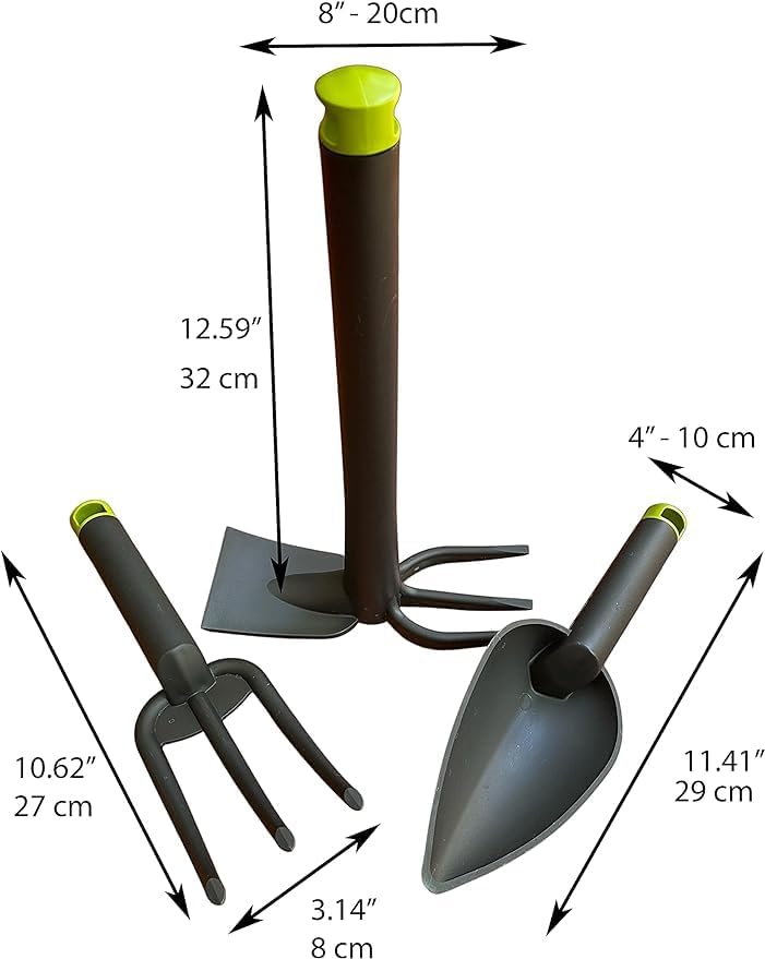 Miniatura 3 de Juego de herramientas de mano de jardín de 3 piezas - Kit de jardinería - Cultivador, paleta de mano, azada y cultivador de mano, herramientas de