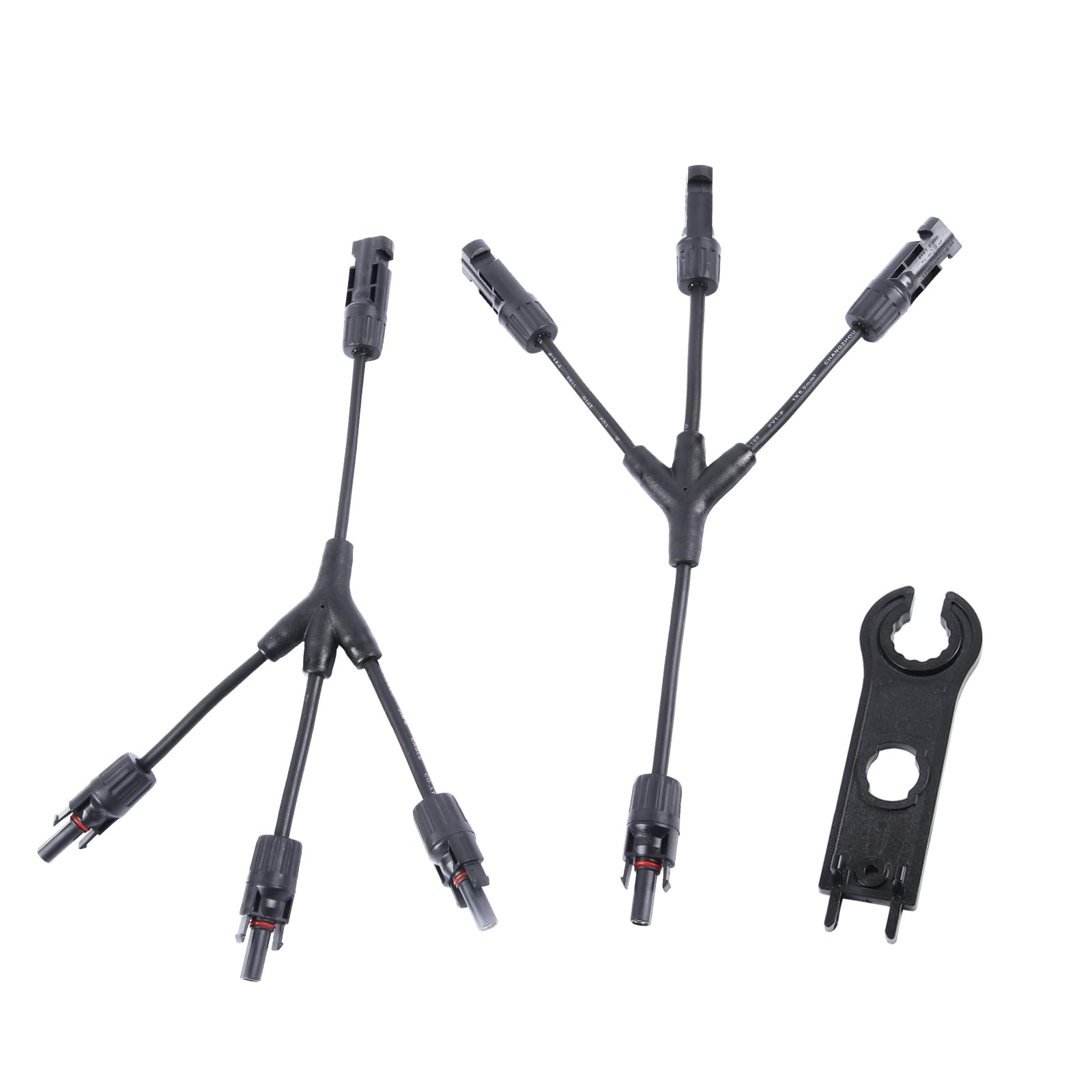 Solar Y Branch Connectors 1 to 3, Solar Panel Parallel Connectors, Solar Cable Wire Plug Tool Kit (1 Pair M/FFF and F/MMM, 1 Spanner)