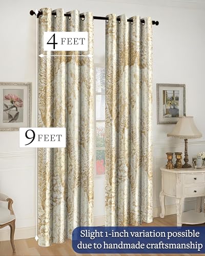 Image of Cloth Fusion Printed 100% Blackout Long Door Curtains 9 Feet Set of 2