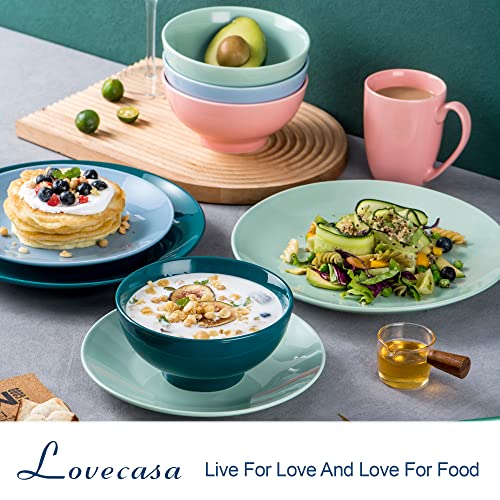 Lovecasa Series Sweet, Porcelain Dinner Service, 16-Piece Combination Service, Blue/Pink, Dinnerware Set for 4 | Dinner Plates, Cups, Dessert Plates & Bowls - Image 3