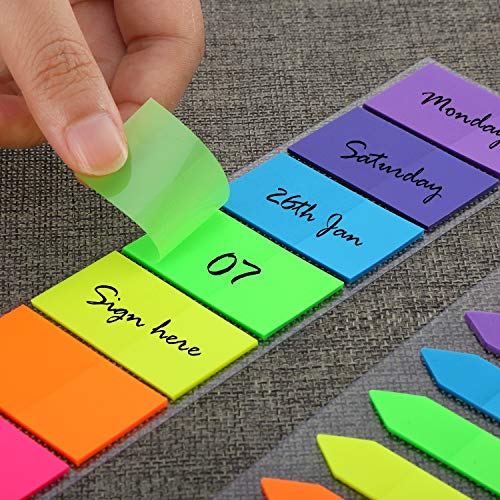 Image of Peeplvalue Arrow Flags index tab,Fluorescent Self Sticky Notes,Text Highlighter for Office, College, School -Pack of 3 (375 pieces-5 Colors)