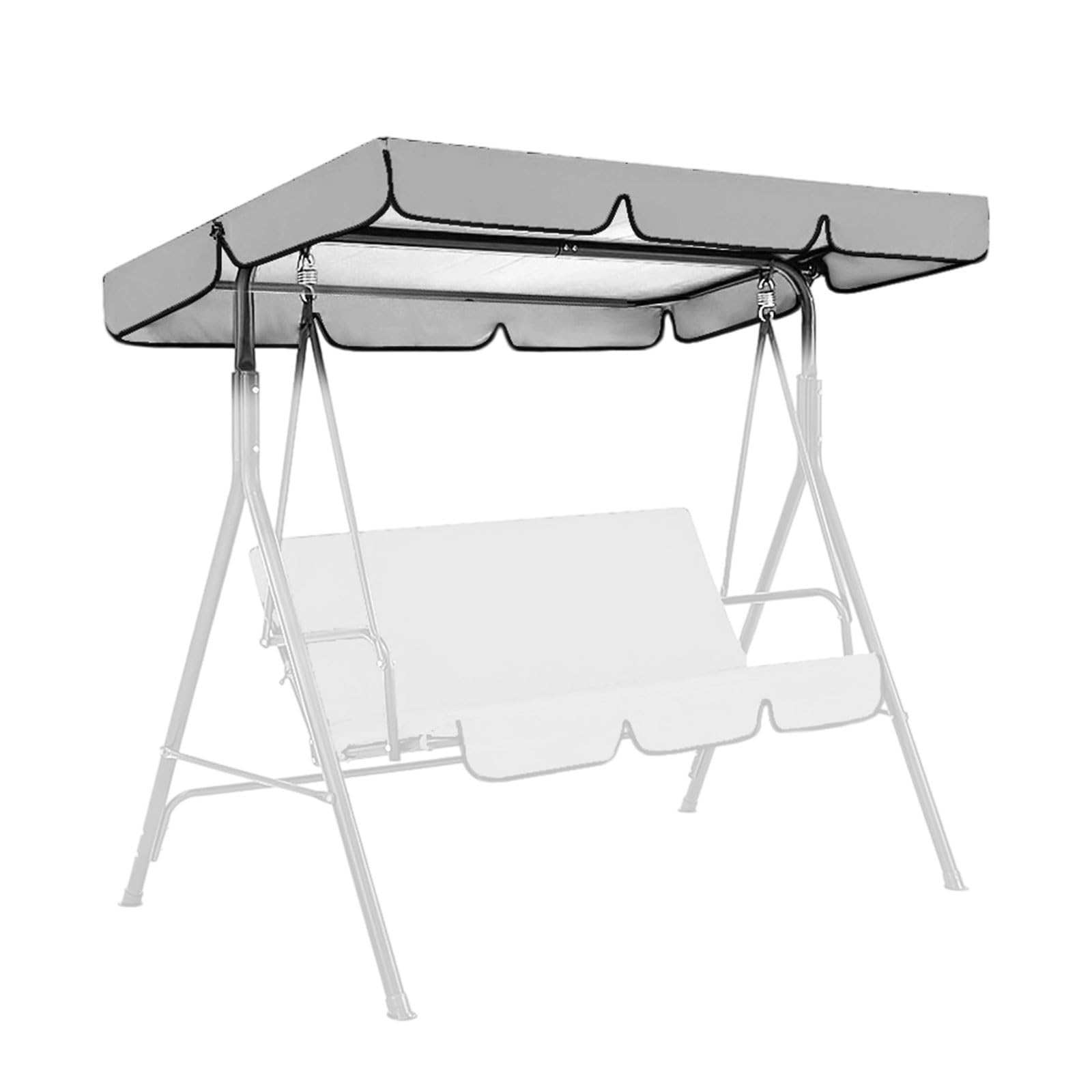 Hamaca de jardín, 249 x 185 cm, resistente al agua, techo universal de repuesto para columpio de jardín, toldo Oxford de 3 plazas, protección UV 210D (gris)