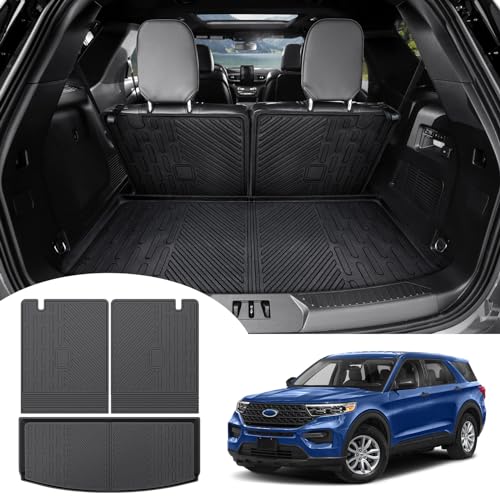 JTYZSM Rear Cargo Mat & Backrest Mat for 2020-2025 Ford Explorer 6&7 Seats All Weather TPE Seat Back Protector Trunk Cargo Liner for 2020 2021 2022 2023 2024 2025 Ford Explorer Accessories - Thumbnail 7