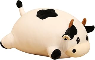 VILLCASE Vaca de Peluche Decorativa Adorable de 35 CM Suave y Cómoda Juguete Infantil Portátil para Cama y Sofá Muñeco de Tela Diseño de Vaca Realista Blanco y Negro