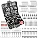 RUNCL Fishing Terminal Tackle, Fishing Tackle Box with Fishing Hooks, Fishing Weights, Jig Heads, O-Rings, Barrel Swivels, Fastlock Snaps, Fishing Beads and Space Beans for Freshwater(Pack of 148)