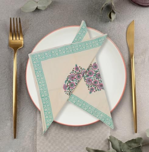 Image of BLOCKS OF INDIA Hand Block Print Cotton Table Napkin (Color 10)