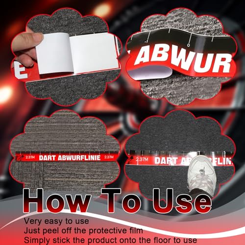 NCTNCX Dart Abwurflinie 2 StüCk Dart Abstand Linie FüR Enthusiasten Wurflinie Selbstklebend für Zuhause,Spielzimmer und andere