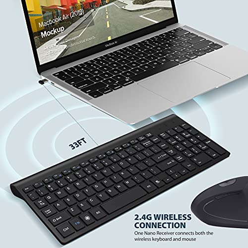 2.4Ghz Wireless Vertical Ergonomic Mouse And Keyboard Combo Ultra-Thin Portable Size For Pc Desktop Computer Laptop Mac Tablet #TOP4