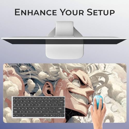 Image of ON TREND Anime Series Printed Mouse pad with Anti-fray Stitching, Waterproof Surface & Non-Slip Rubber Base Gaming Mouse Mat for Laptop, Computer & Desk (Large Extended -23x11 Inch) (Wanted)