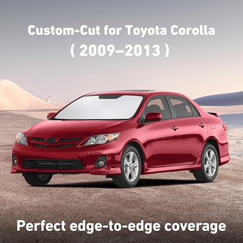 Image of EcoNour Windshield Sunshade Compatible for Toyota Corolla 2009-2011 2012 2013 LE, XLE, S, XRS Sun Visor for Front Windshield & Window Sun Shade Cover, UV Heat Blocker & Protector, Car Accessories