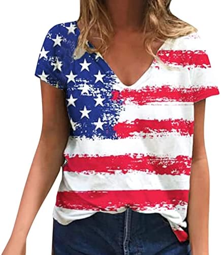 4Th of July Outfits,Strapless Tops for Women Women Tie-Dye Independence Day Fashion Printed Colorful Short Sleeve Blouse USA Shirt Plus Size Patriotic Shirts for Women White Lace (Blue,Large)