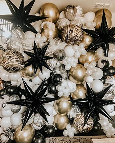 Image of 3pcs 26inch 3D Explosion Star foil balloon, Black Foil Cone star burst Balloons for Birthday Wedding New Year Party Event