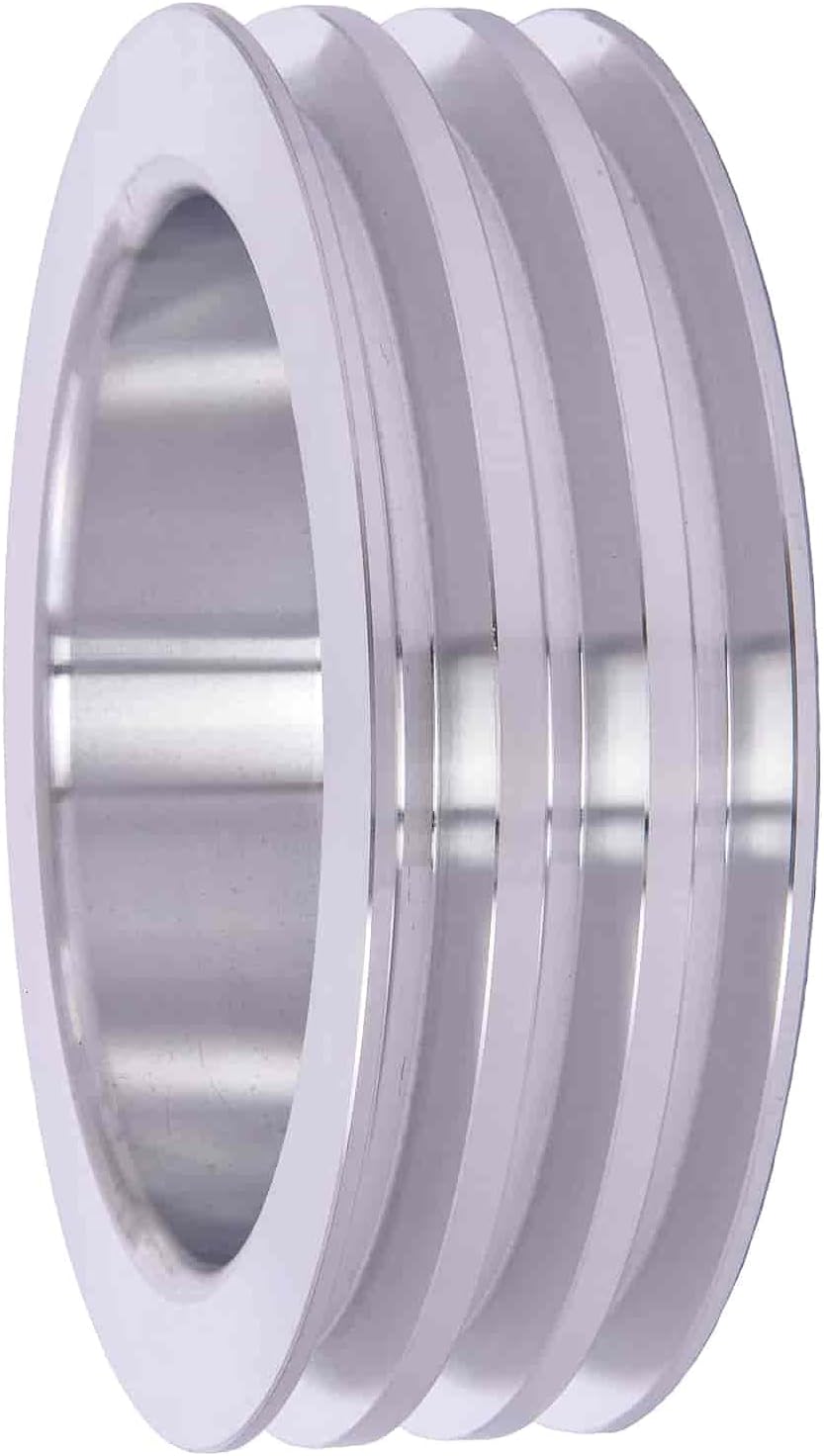 JEGS Crankshaft Pulley | For Small Block Chevy Engines | V-Belt | Triple Groove | Short Water Pump | Aluminum | Satin Finish | 6.6 � Diameter | One Per Package