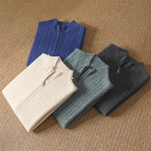 Men's Merino Wool Sweater with Zipper Stand Up Collar Sports Knit Cardigan4
