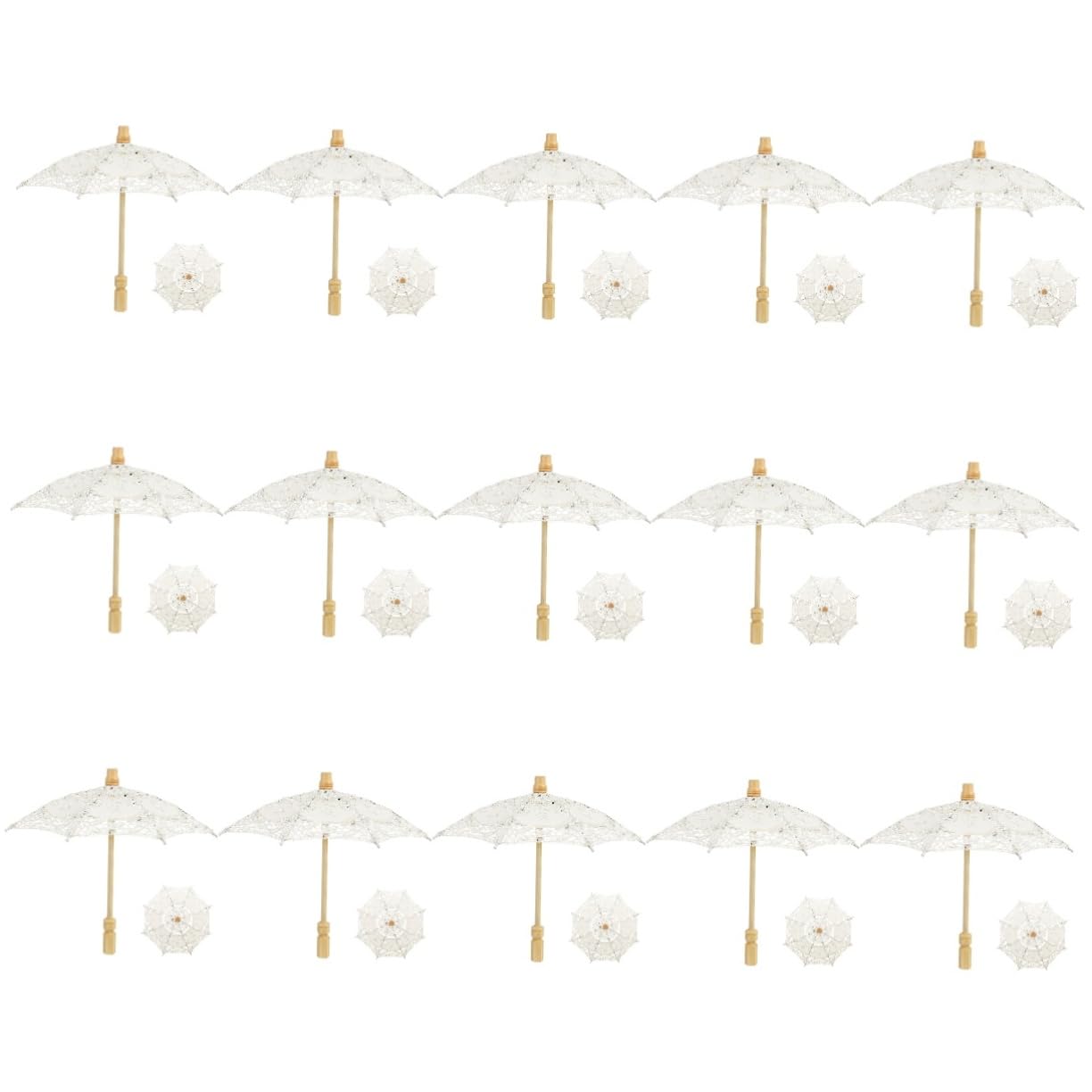 LIFKOME Lot de 15 Parapluies De Mariage en Dentelle Blanche pour Mariée Voile De Mariée Décoratif pour La Photographie