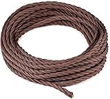 Textilkabel für Lampe 5 m, NUODIFAN Textilummanteltes Stoffkabel Stromkabel 3-adrig gedreht verseilt einzeln umflochten für DIY Lampezubehör (Braun)