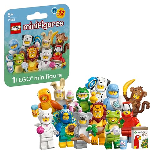 LEGO - LEGO Minifigures Série Animaux 28 - Boîte Mystère - 1 des 12 Jouets Surprises à Collectionner - Figurines Dont Lion, Lapin, Chat & Dauphin - Pinata pour Garçon ou Fille dès 5 Ans 71051