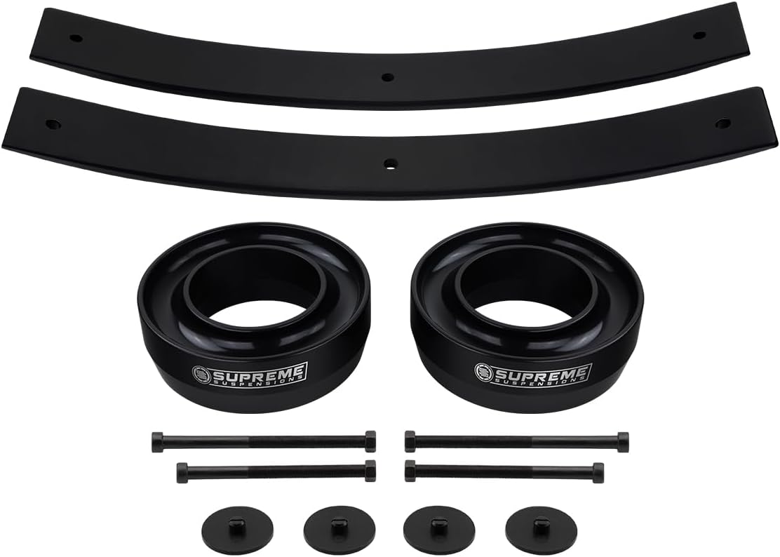 Supreme Suspensions - 2" Front + 2" Rear Lift Kit for 1987-2004 Dodge Dakota 2WD - Front Billet Aluminum Spring Spacers + Rear Steel Add-a-Leaf Springs