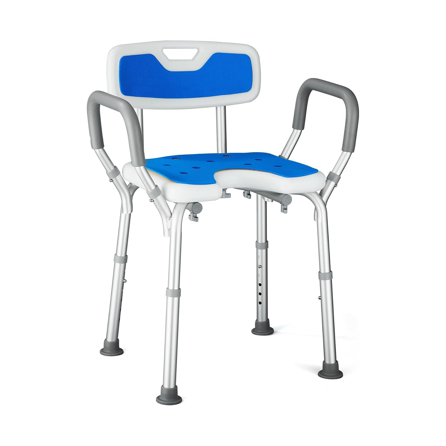 Silla de Ducha VED, Asientos de Ducha en Forma de U con reposabrazos y Respaldo, Taburete de Ducha Ajustable en Altura de 6 Pulgadas, Silla de bañera, Capacidad de 330 LB