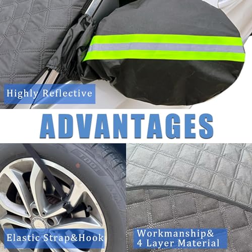 Image of Car Windshield Cover,Magnetic Snow Windshield Cover,Car Snow Cover with Mirror and Strap,Sun Shade for Car Front Windshield,Fit for Compact SUV /Small Car(Black-62 X49)