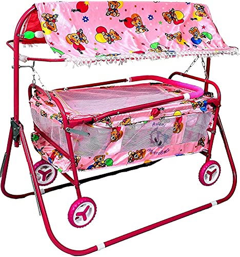 Image of AVANI METROBUZZ Lightweight and Transportable Baby Cradle Cot Cum Stroller (Color - Eva Pink)