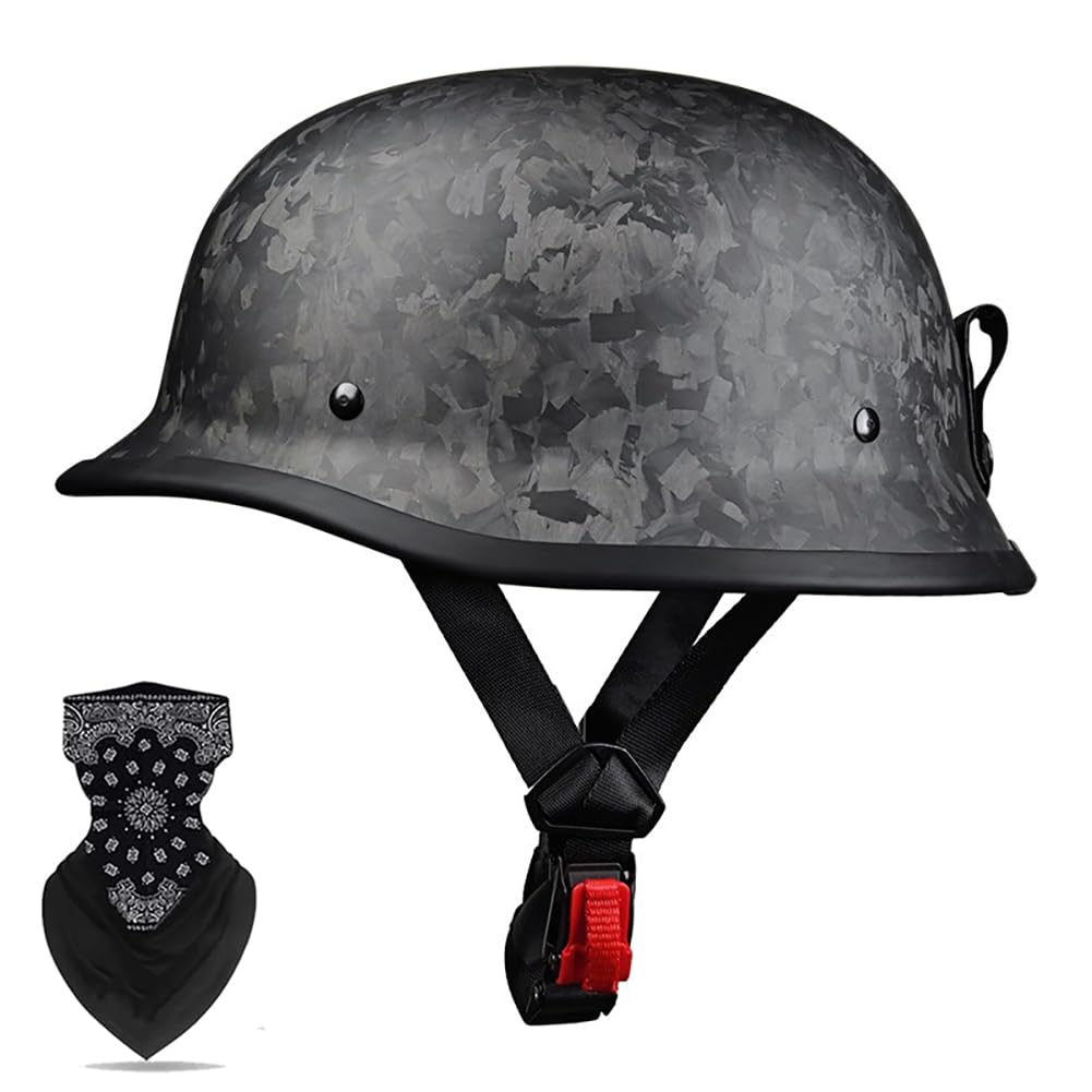 Halbschalenhelm mit ECE, Deutsch Helm Halboffenen Vintage Öffnen Motorradhelm Halb-Helm Chopper Helm für Mopeds Cruiser Vintage Jet Helm Schnellverschlussschnallen F L