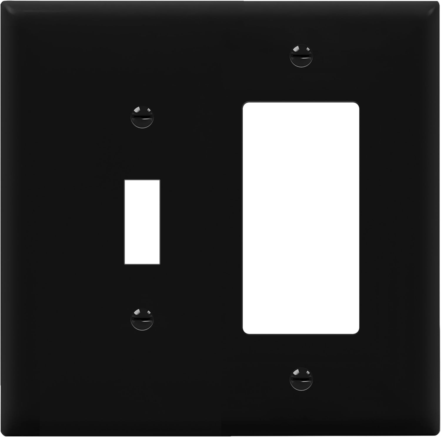 Enerlites 881131-W Decorator/Toggle Switch Wall Plate Combination, 2-Gang, White, Standard Size, Unbreakable Polycarbonate, Replacement Receptacle Faceplates Outlet Cover
