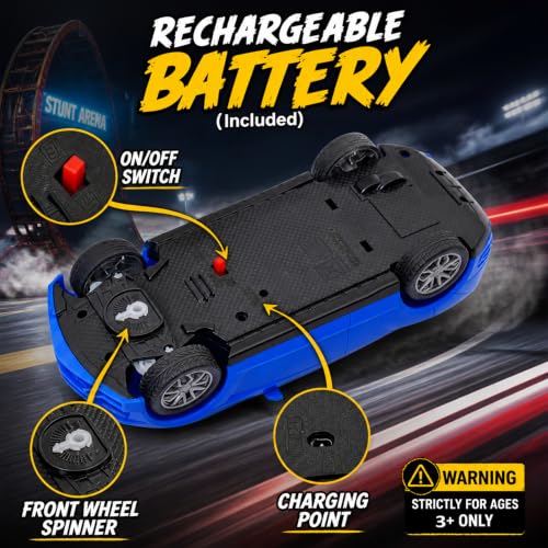 Image of Gooyo GY-448JM Rechargeable Remote Control Car Toy | Blue Color, Power Source: Lithium Rechargeable Battery for Car (Included) & 2xAA Battery for Remote Controller (Not Included)