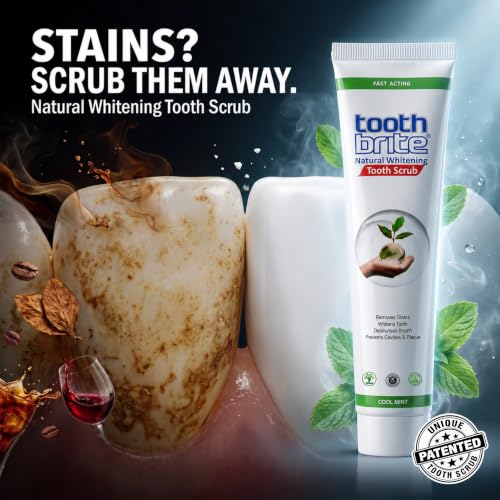 Image of Whitening Tooth Scrub, Gel Toothpaste for Teeth Stain Removal | Patented Micro-Granular Formula | Ideal for Smokers, Tobacco, Coffee & Tea Users | Deodorises Breath All Day | Cool Mint 100g