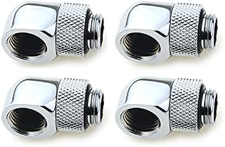 BXQINLENX Silver Chrome G 1/4" Male to Female 90° Rotary Enhance Multi-Link Adapter Fitting for Computer Water Cooling System(4 PCS)