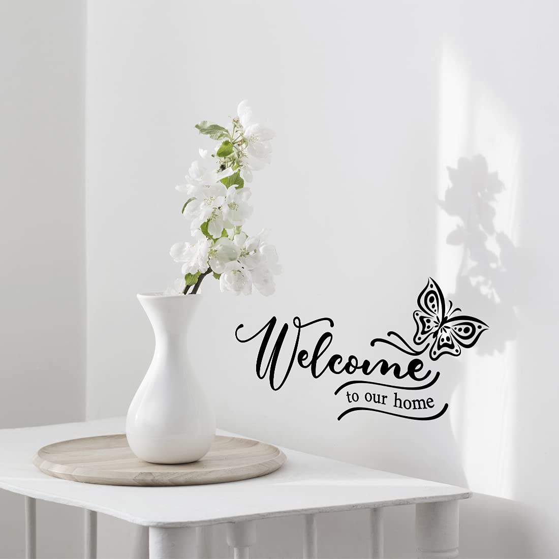 Autocollant Mural Vinyle "Welcome" - Citation Personnalisable - Décoration Maison Style Vintage