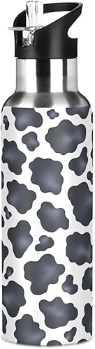 Miniatura 8 de Stainless Steel Vacuum Insulated Water Bottle 32 Oz, BPA-Free Sports Water Bottle for Gym Outdoor Travel School, Black White Cow Spots