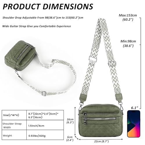 Image of TANTOMI Crossbody Bags for Women, 6-Pockets Cross Body Purse, Vegan Leather Handbags Shoulder Bag for Travel, Gifts for Women
