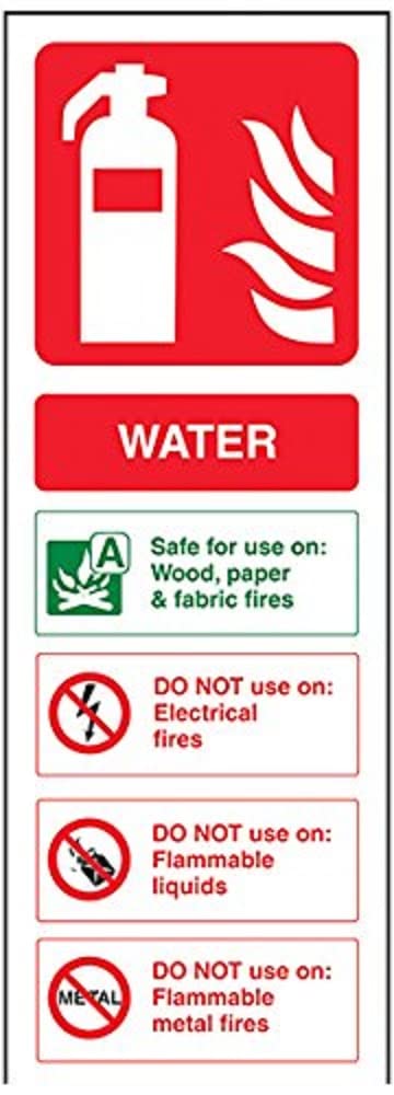 V Safety Water Id Fire Extinguisher Sign - 100mm x 280mm - Self Adhesive Vinyl
