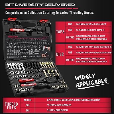 Thread Repair Thread Chaser Tool Set - 49PCS Thread Cleaner Rethreading Master Kit Metric SAE Bolt Restorer File Nut Rethreader Automotive Wheel Stud Spark Plug Engine Standard Screw Threading UNC UNF