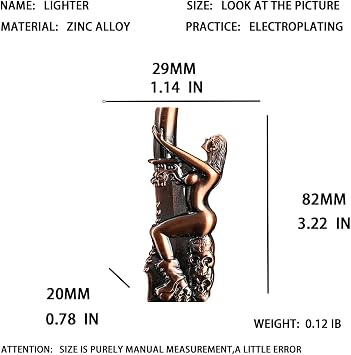 Retro-Style Lighter, Refillable Butane Torch, Butane Soft Flame Lighter (No Gas) (Skeleton-1)