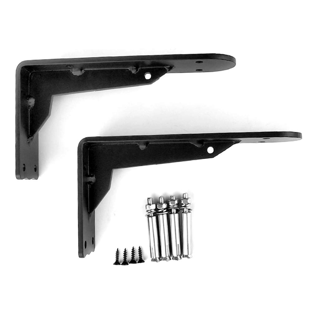 Supports d'étagère Charge Lourde 10/15/20/25/30 cm, étagères flottantes Noires rustiques industrielles, equerre Etagere pour la Maison, Le Garage, la Cuisine, Lot de 2