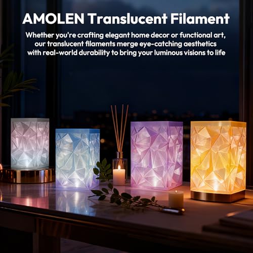 Image of AMOLEN Translucent PLA Filament 1.75mm, Transparent 3D Printer Filament, Crystal PLA Phantom Blue, NO-Tangle & Low Warping, Spool 1KG, Dimensional Accuracy + /- 0.02 mm, Fits Most FDM 3D Printers