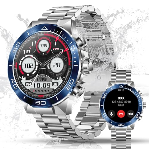 Reloj Inteligente Hombre con Llamadas Bluetooth, 1.43' HD Smartwatch con Linterna, Relojes Inteligentes Hombre con 130+ Deportivos/Monitor Sueño/Pulsómetro/SpO2, Reloj Deportivo para para iOS Android