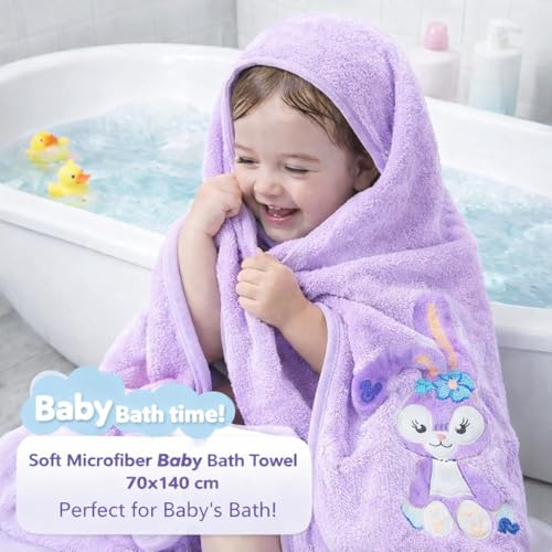 Image of Microfiber Kids Bath Towels Quick Dry Super Absorbent Super Soft Bath Towel for Babies Toddler-Baby Towel for Boys and Girls (Purple & Green, 2 Bath Towel)