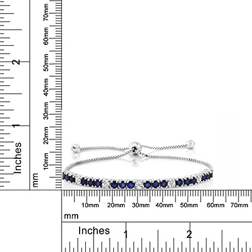 Gem Stone King VIV-0068 925 Sterling Silver Blue Sapphire And White Diamond Tennis Bracelet Jewelry thumb #5