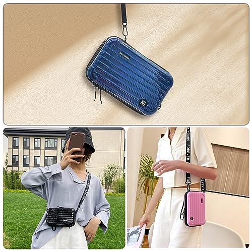 Mini Suitcase Crossbody Bag, Plastic Mini Suitcase Bag Suitcase Purses Stylish Suitcase Cosmetic Bag with 2 Straps3
