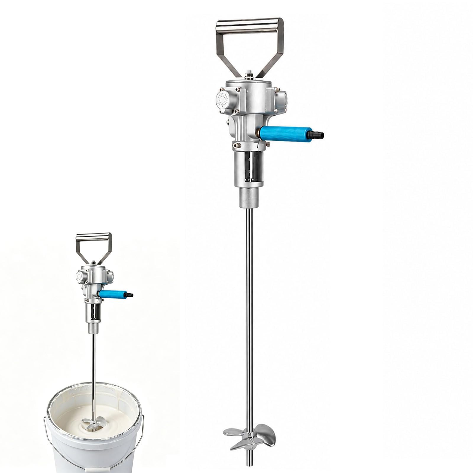 CHANGLKJ 5 Gallon Pneumatic Agitator, Handheld Pneumatic Paint Mixer 1/4HP, Air Paint Stirring Machine with 100mm Aluminum Alloy Stirring Blade, 50-2800RPM Adjustable, for Construction, Industrial