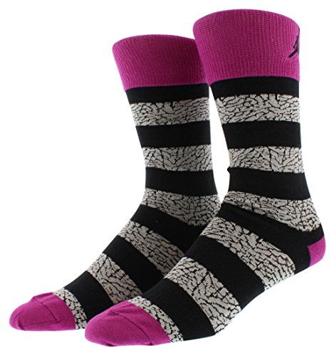 Nike Air Jordan Elephant Striped Socks Purple Black Grey 647688-542-L