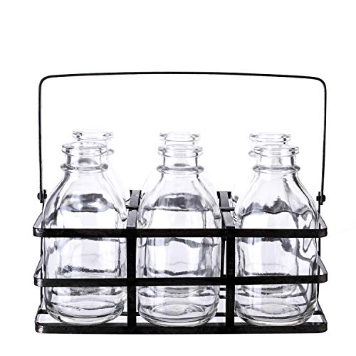 Diamond Star QD94006 Mason Jar Flower Vases Decorative Glass Bottles Set With Metal Basket thumb #3